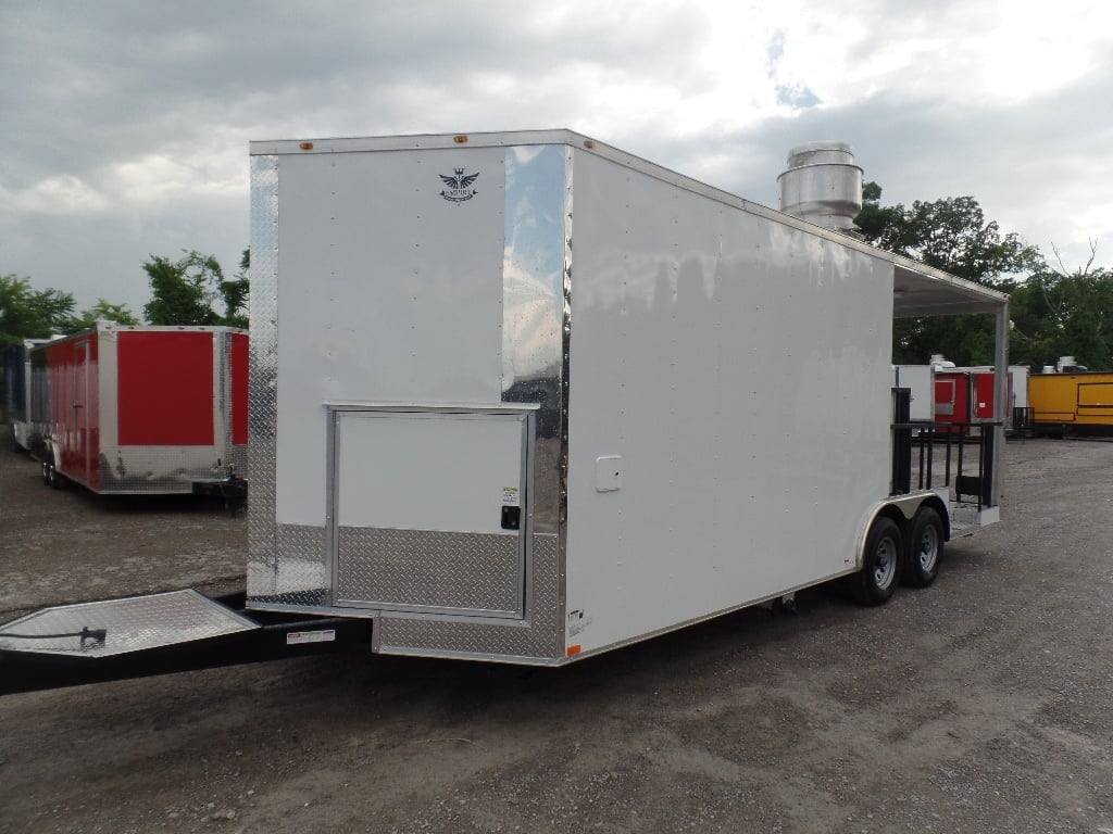 8.5′ x 22′ Concession Food White BBQ Porch Trailer With Appliances — photo 2