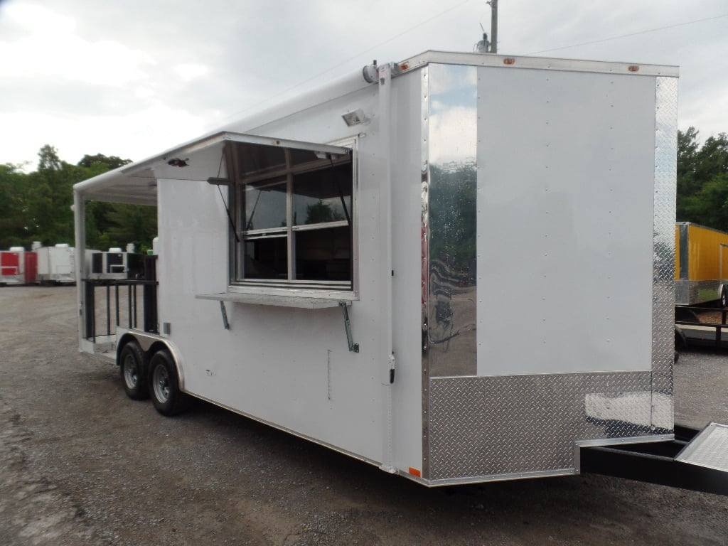8.5′ x 22′ Concession Food White BBQ Porch Trailer With Appliances — photo 5