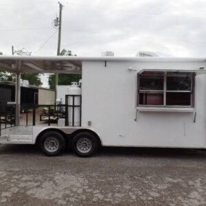 8.5' x 22' Concession Food White BBQ Porch Trailer With Appliances