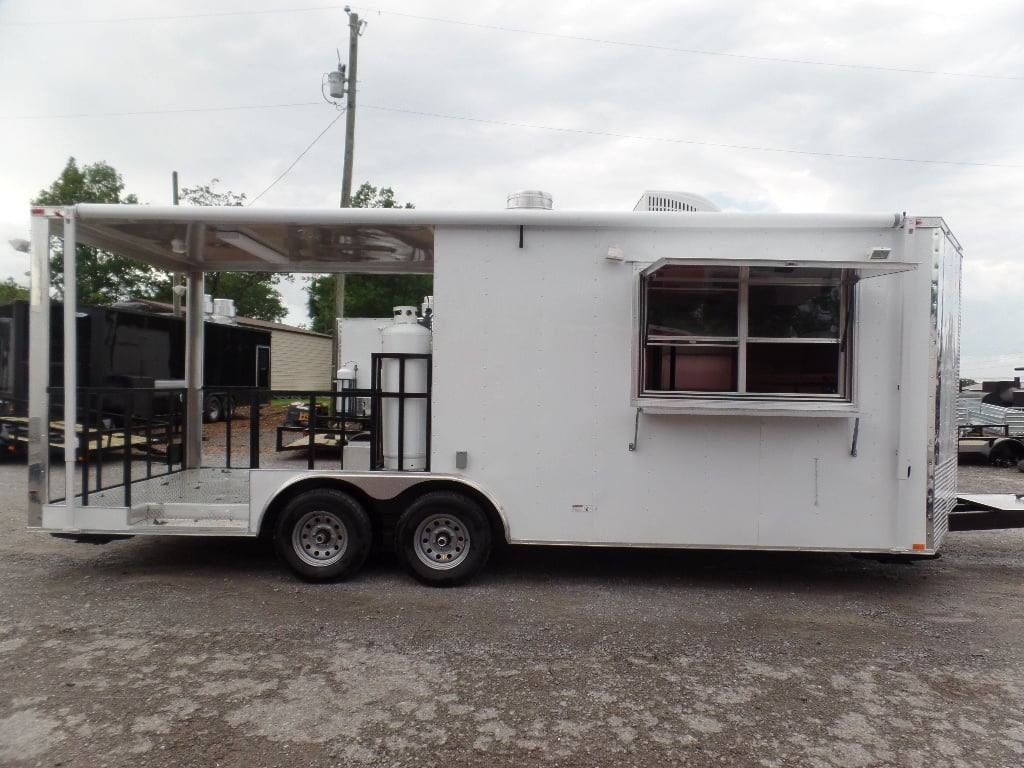 8.5′ x 22′ Concession Food White BBQ Porch Trailer With Appliances