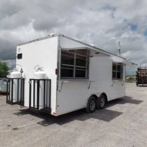 8.5' x 20' White Food Event Concession Trailer With Appliances