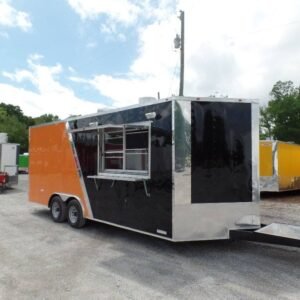 8.5' x 20' Orange And Black Food Concession Trailer With Appliances