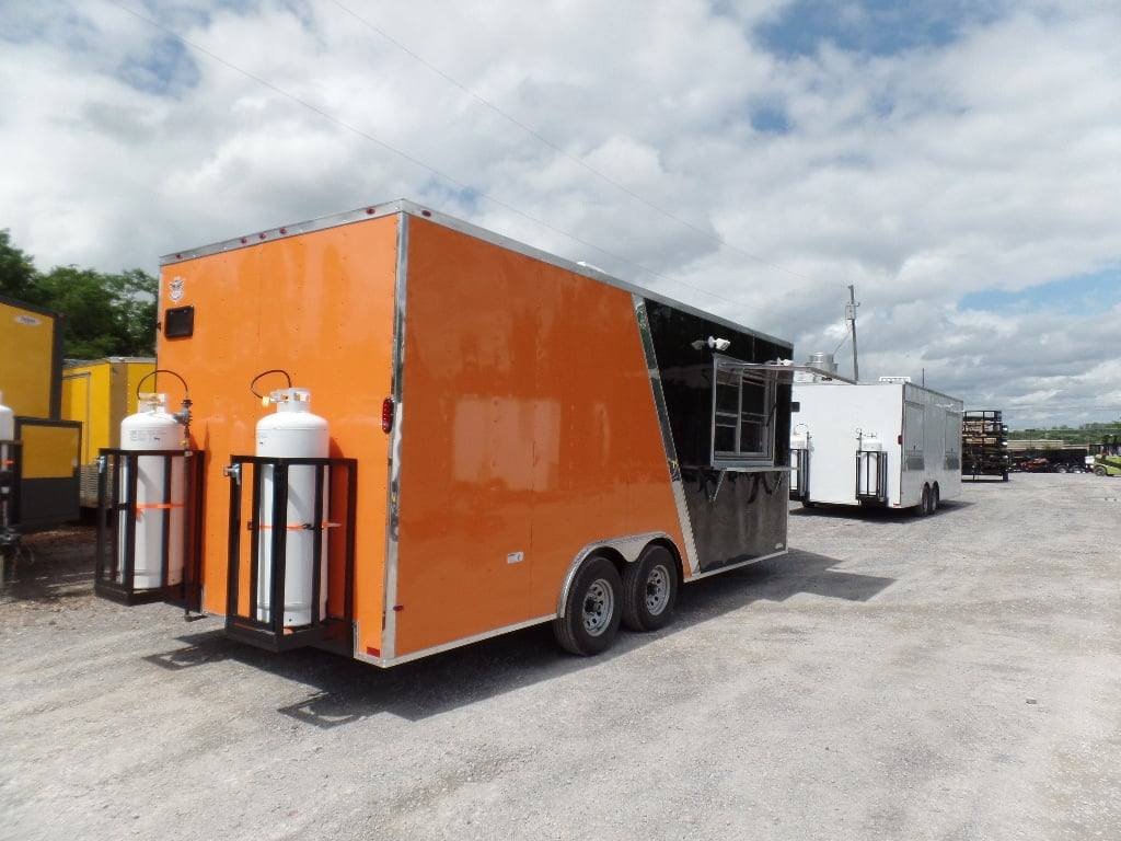 8.5′ x 20′ Orange And Black Food Concession Trailer With Appliances — photo 2