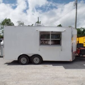 8.5' x 16' White Concession Food Event Trailer With Appliances