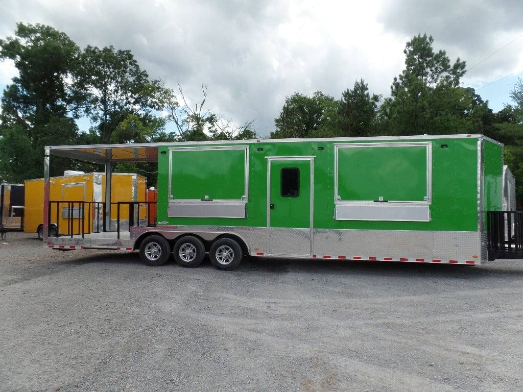 8.5′ x 32′ Lime Green Catering BBQ Food Event Concession Trailer — photo 12