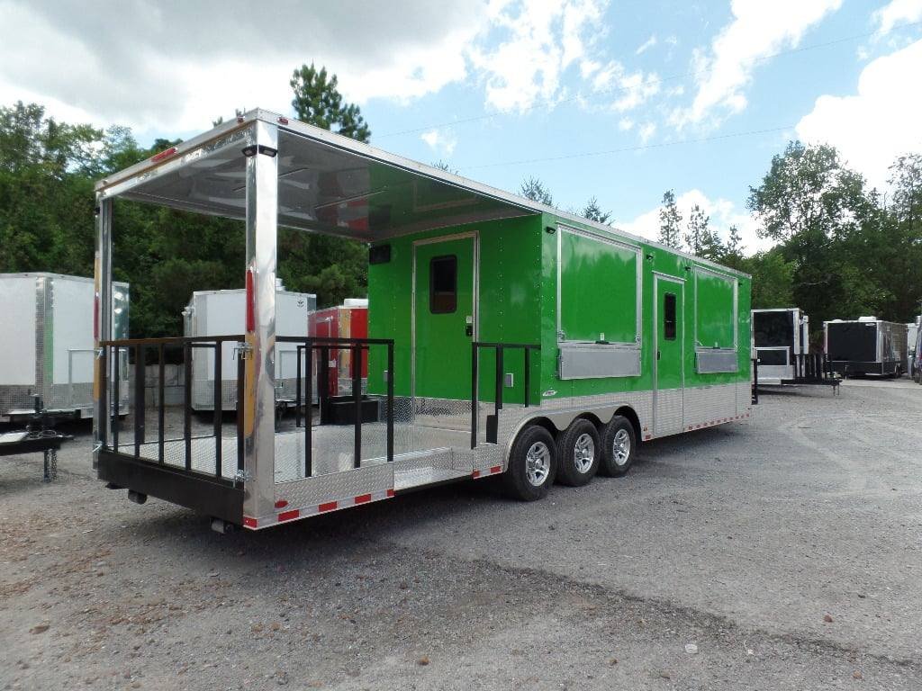 8.5′ x 32′ Lime Green Catering BBQ Food Event Concession Trailer — photo 14