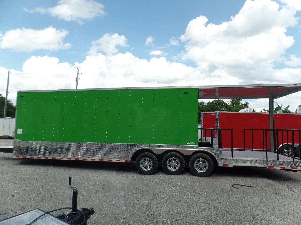 8.5′ x 32′ Lime Green Catering BBQ Food Event Concession Trailer — photo 11