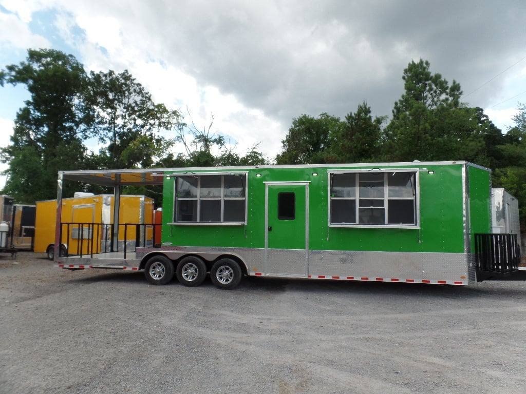 8.5′ x 32′ Lime Green Catering BBQ Food Event Concession Trailer
