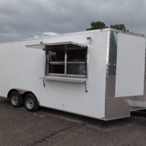 8.5' x 18' White Concession Food Trailer With Appliances