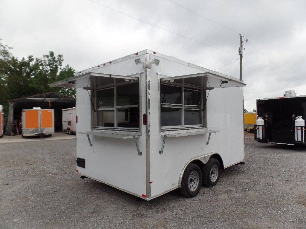 8.5′ x 14′ White Extended Main Frame Concession Food Trailer