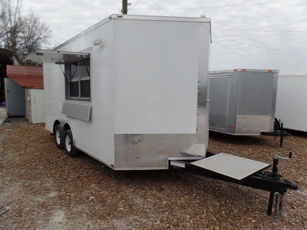 8.5′ x 16′ White Concession Food Trailer With Appliances