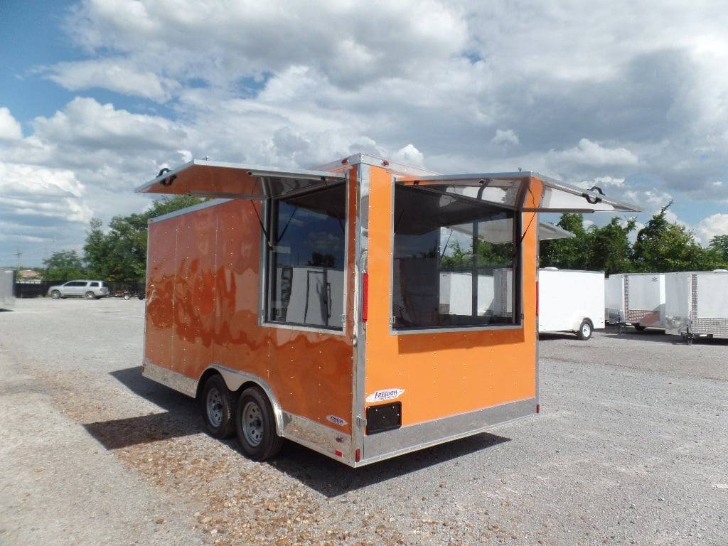 8.5′ x 16′ Orange Ticket Booth Custom Enclosed Trailer