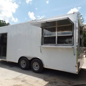 White 8.5' x 20' Enclosed Concession Food Trailer