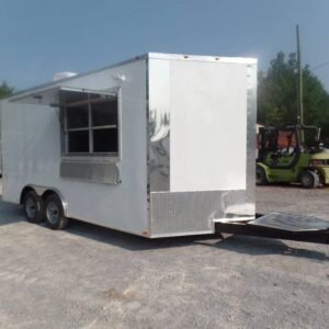 8.5' x 16' White Concession Food Trailer With Appliances