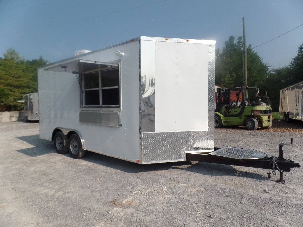 8.5′ x 16′ White Concession Food Trailer With Appliances