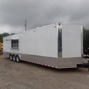 8.5' x 32' White Commercial Food Concession Trailer