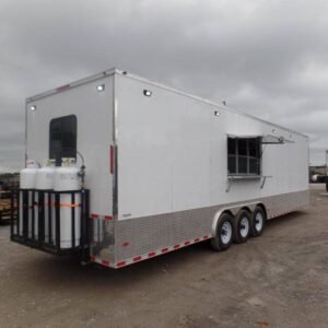 White 8.5' x 32' Commercial Food Concession Trailer With Appliances