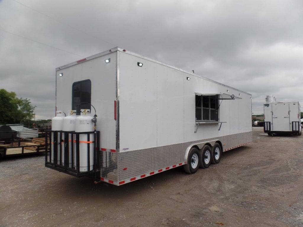 White 8.5′ x 32′ Commercial Food Concession Trailer With Appliances