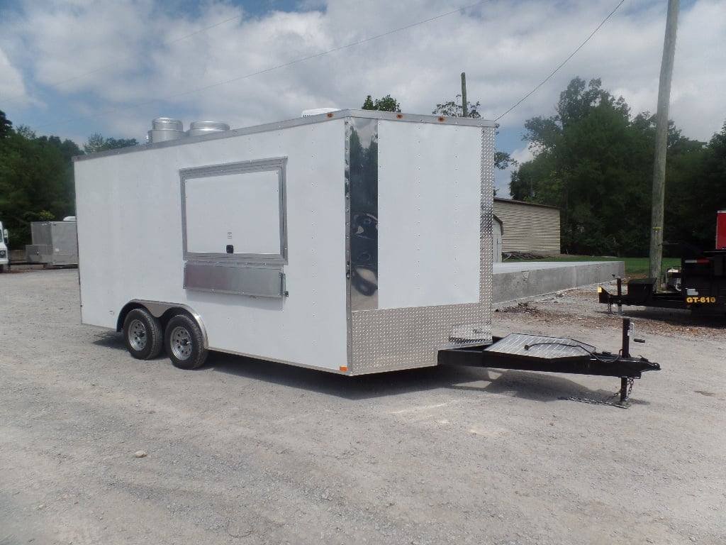 8.5′ x 16′ White Concession Food Trailer With Appliances
