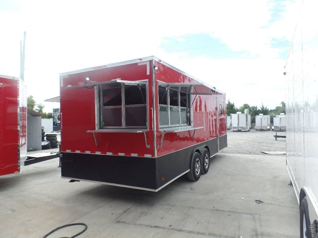 8.5′ x 22′ Red Concession Food Trailer