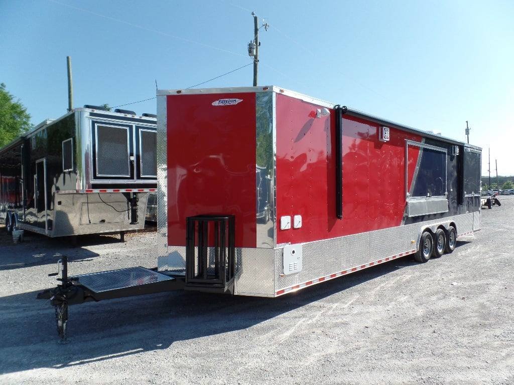 Concession Food Trailer 8.5′ x 32 Red/Blue BBQ Event Catering — photo 9