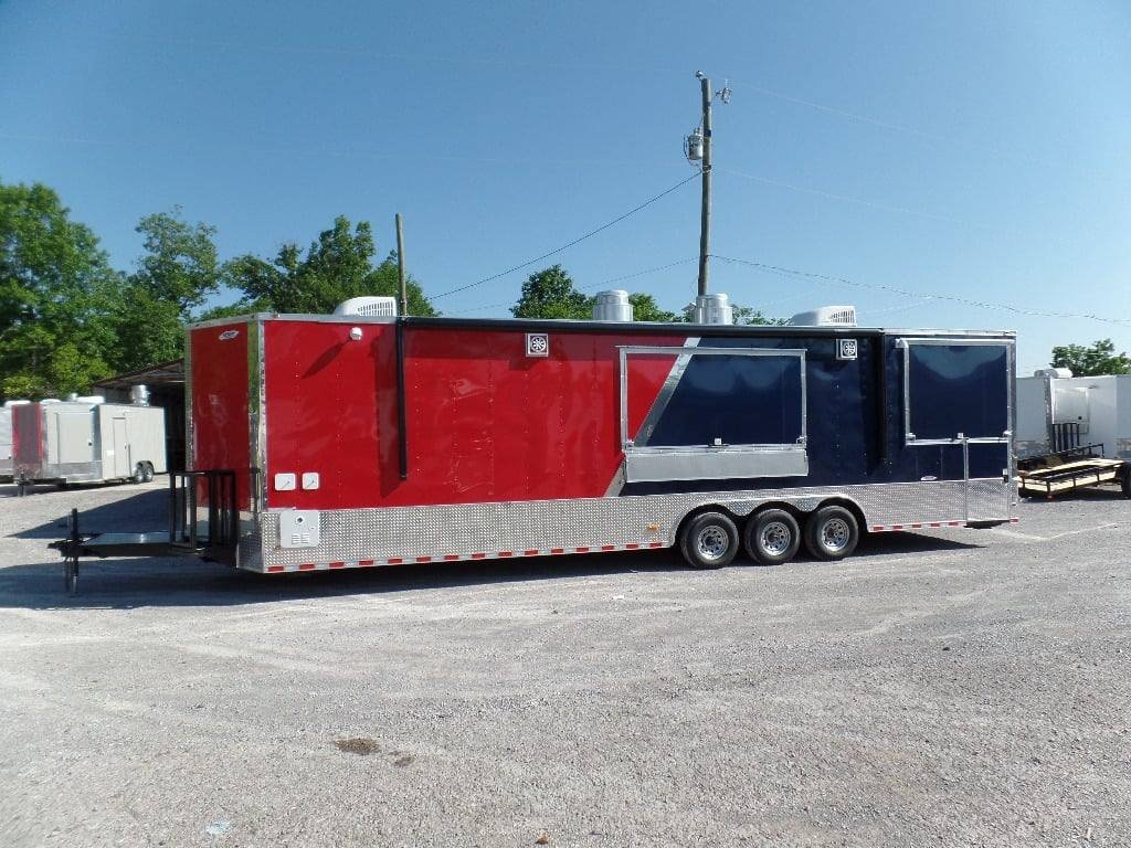 Concession Food Trailer 8.5′ x 32 Red/Blue BBQ Event Catering — photo 12