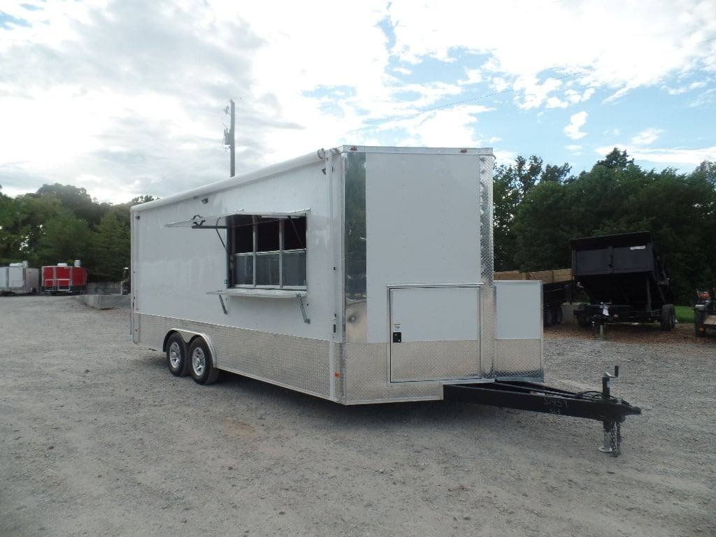 8.5′ x 20′ White Concession Food Event Trailer With Appliances