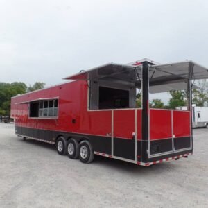 8.5' x 45' Red Gooseneck Concession BBQ Food Trailer