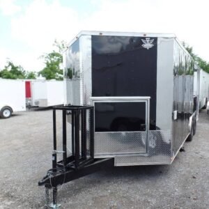 8.5 x 20 black catering trailer BBQ-ready event kitchen - view 8