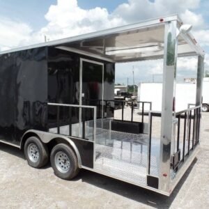 8.5 x 20 black catering trailer BBQ-ready event kitchen - view 13