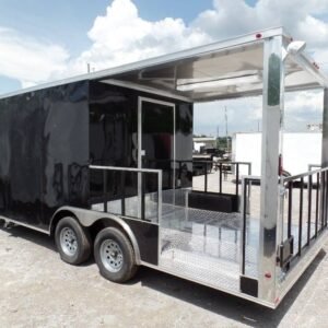 8.5 x 20 black catering trailer BBQ-ready event kitchen - view 9