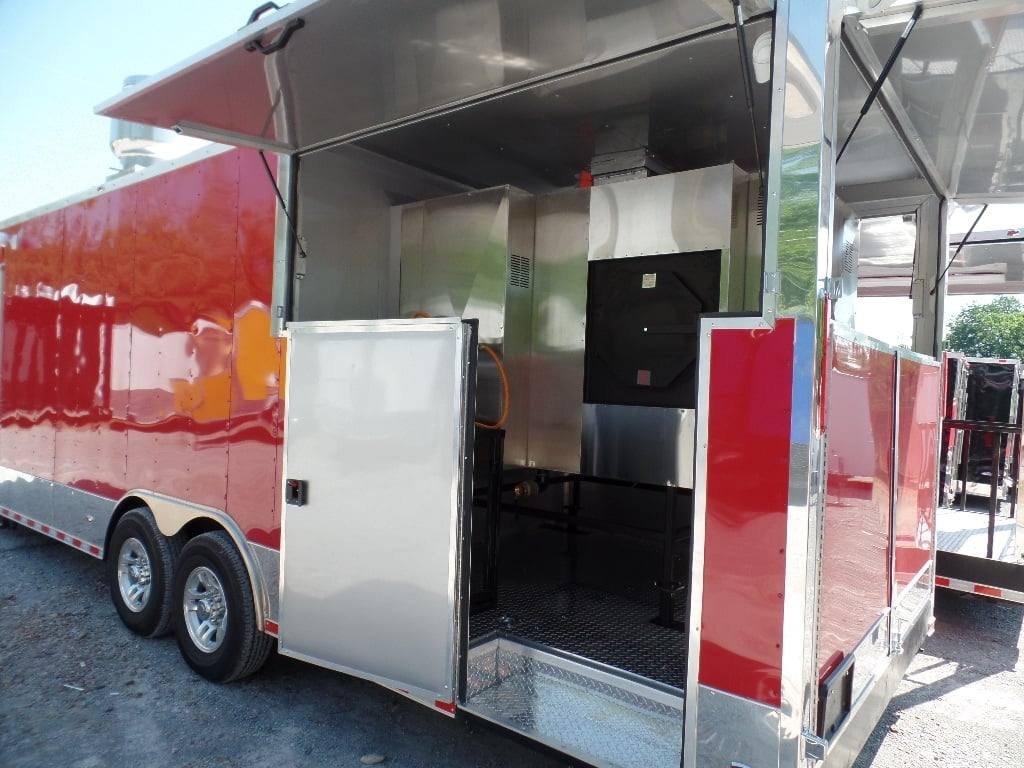 8.5′ x 28′ Concession Red BBQ Food Trailer With Appliances — photo 7