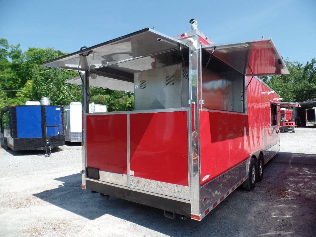 8.5′ x 28′ Concession Red BBQ Food Trailer With Appliances — photo 2
