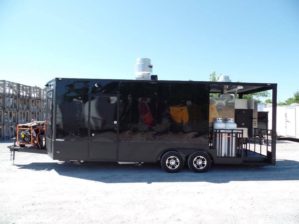8.5′ x 23′ Concession Black BBQ Food Trailer With Appliances — photo 4
