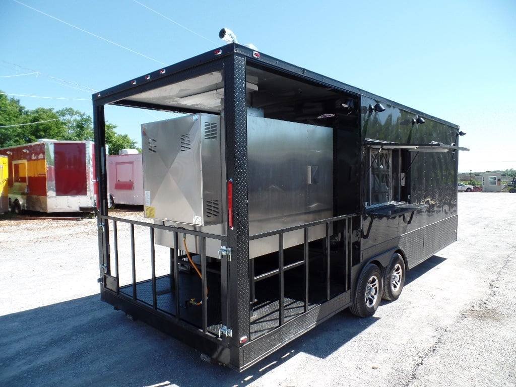 8.5′ x 23′ Concession Black BBQ Food Trailer With Appliances — photo 9