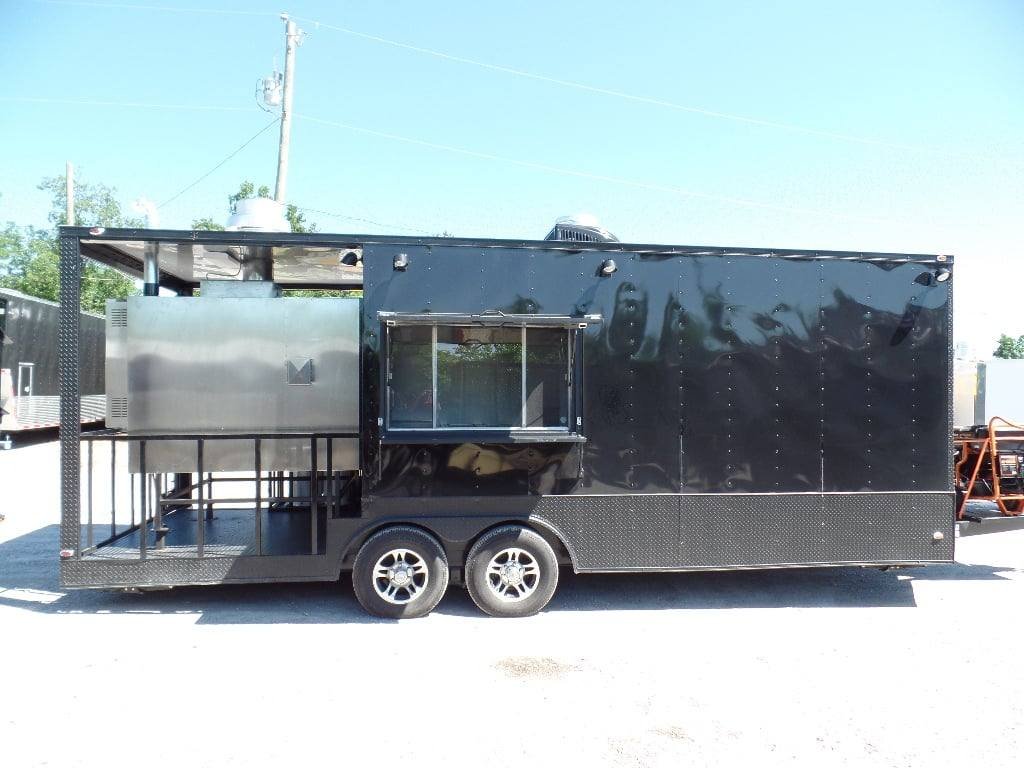 8.5′ x 23′ Concession Black BBQ Food Trailer With Appliances — photo 7