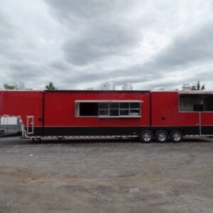 8.5' x 45' Red Gooseneck Concession BBQ Food Trailer With Appliances