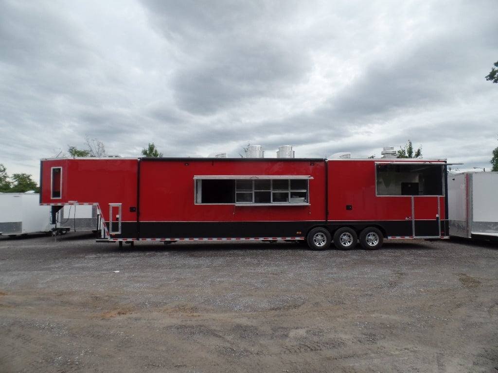 8.5′ x 45′ Red Gooseneck Concession BBQ Food Trailer With Appliances