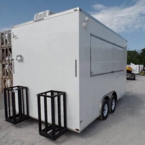 8.5 x 16 white event trailer with oversized 12-foot door - view 11