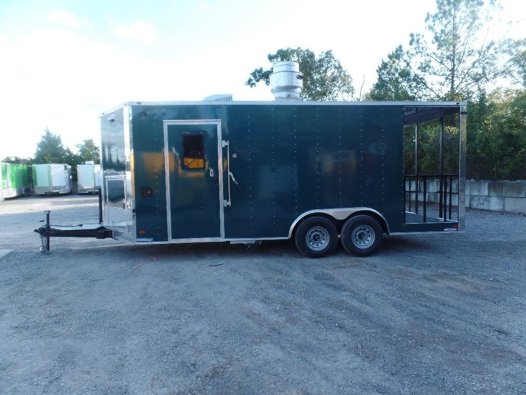 8.5′ x 20′ Emerald Green Porch Style Concession Trailer — photo 7