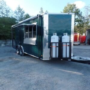 8.5' x 20' Emerald Green Porch Style Concession Trailer