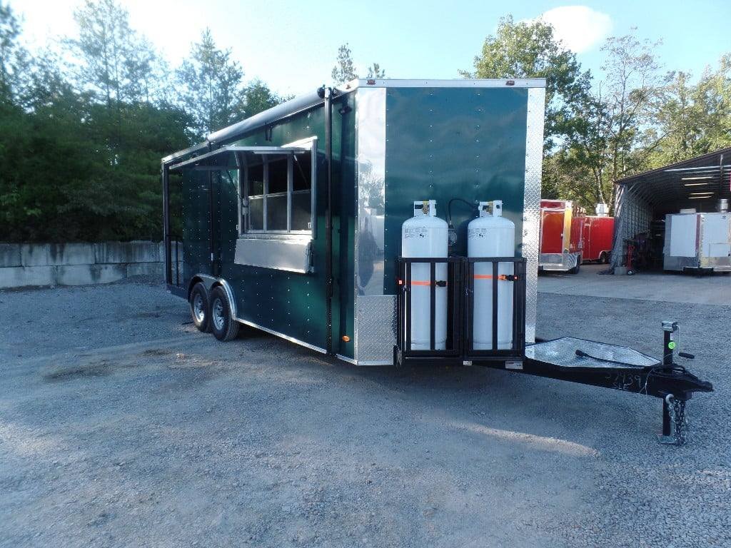 8.5′ x 20′ Emerald Green Porch Style Concession Trailer