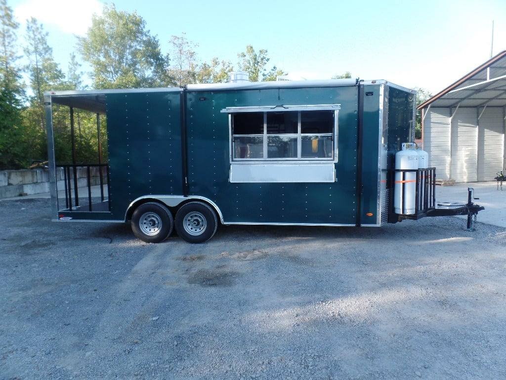 8.5′ x 20′ Emerald Green Porch Style Concession Trailer — photo 11