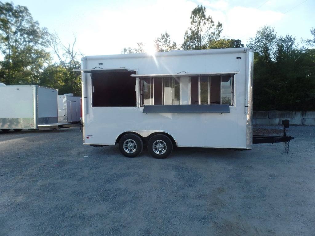 8.5′ x 16′ White Snow Cone Concession Food Trailer