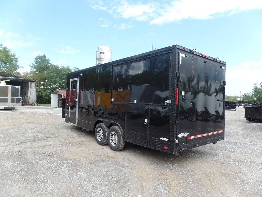 8.5′ x 22′ Black Enclosed BBQ Porch Concession Food Trailer — photo 6