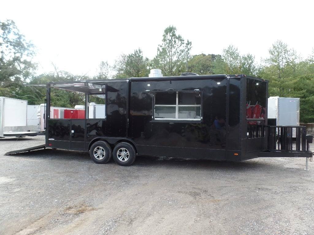 8.5′ x 22′ Black Enclosed BBQ Porch Concession Food Trailer