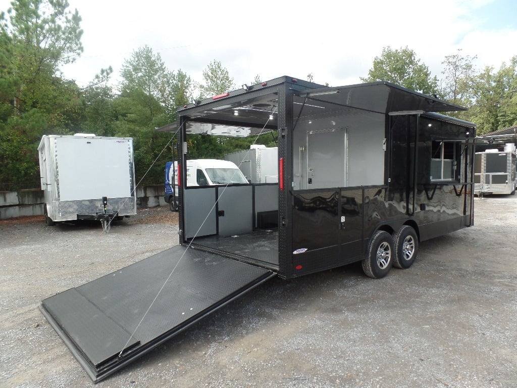 8.5′ x 22′ Black Enclosed BBQ Porch Concession Food Trailer — photo 12