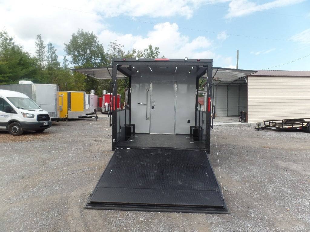 8.5′ x 22′ Black Enclosed BBQ Porch Concession Food Trailer — photo 9