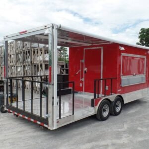 8.5 x 22 Victory Red Trailer with 8-foot window and full-length awning - view 7