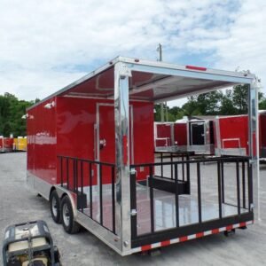 8.5 x 22 Victory Red Trailer with 8-foot window and full-length awning - view 12